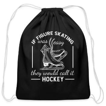 Figure Skating Ice Skater - Cotton Drawstring Bag - black - Front