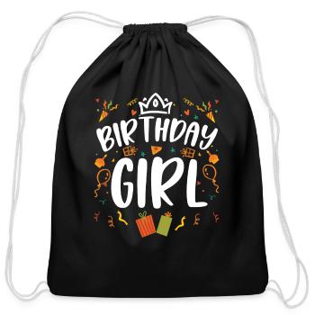 Birthday Girl Surprise Party - Cotton Drawstring Bag - black - Front