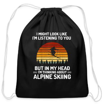 Alpine Skiing In My Head - Cotton Drawstring Bag - black - Front