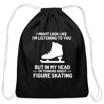 Figure Skating In My Head - Cotton Drawstring Bag - black - Front