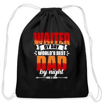 Awesome Waiter By Day World's Best Dad By Night - Cotton Drawstring Bag - black - Front