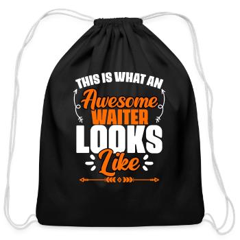 Funny This Is What An Awesome Waiter Looks Like - Cotton Drawstring Bag - black - Front