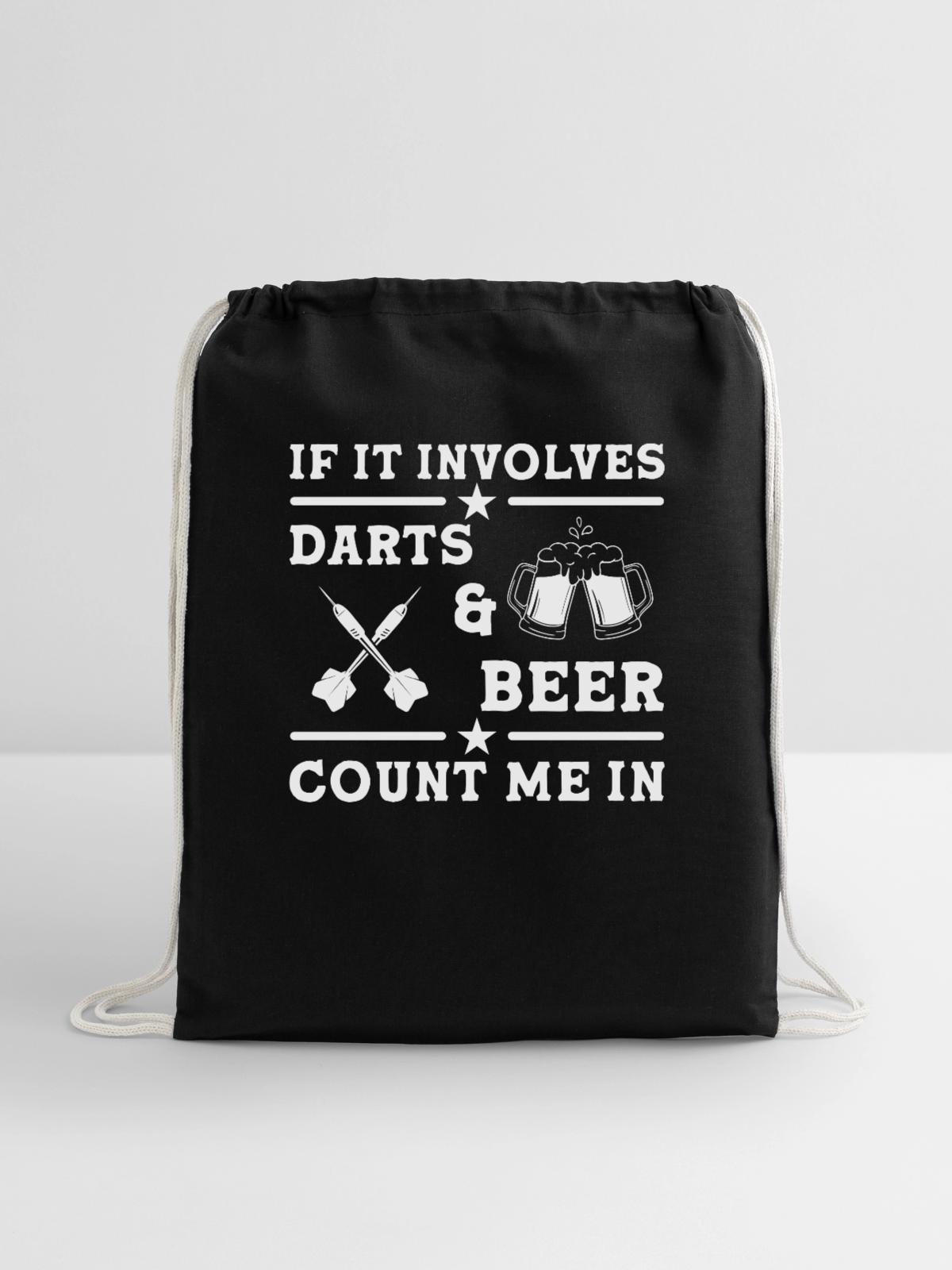 Darts Player Dart - Cotton Drawstring Bag - black - Front
