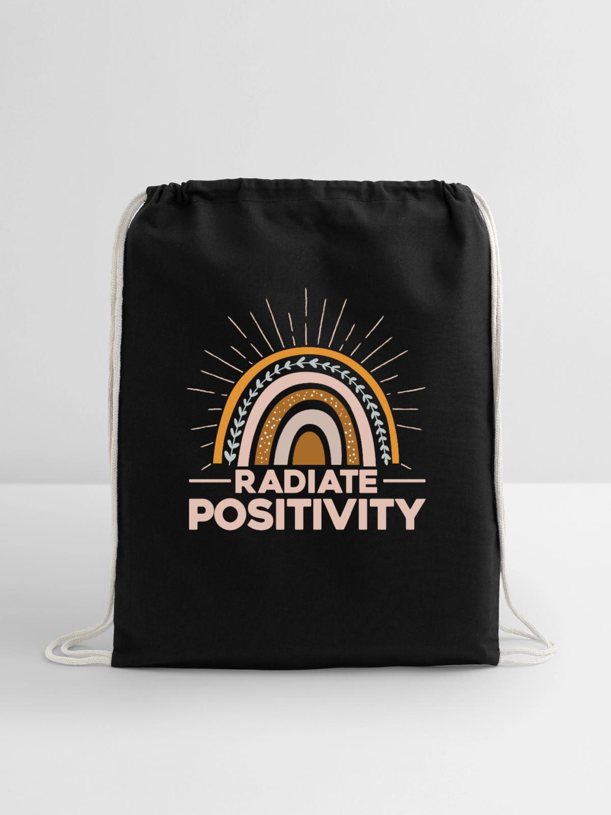 Radiate Positivity - Cotton Drawstring Bag - black - Front