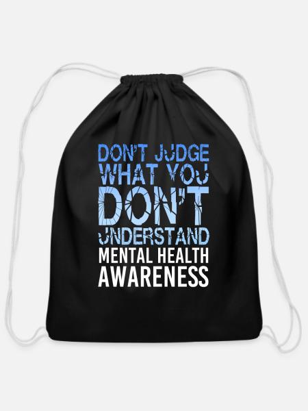 Mental Health Awareness - Cotton Drawstring Bag - black
