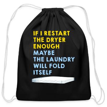 Funny Let the Dryer fold the Laundry - Cotton Drawstring Bag - black - Front