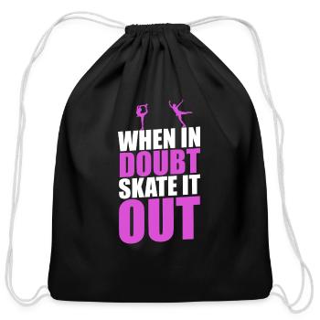 Ice Skating Figure Skating Pun Skates - Cotton Drawstring Bag - black - Front