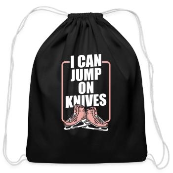Ice Skating Figure Skating Pun Skates - Cotton Drawstring Bag - black - Front