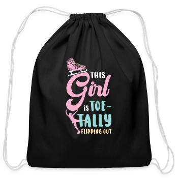 Ice Skating Figure Skating Pun Skates - Cotton Drawstring Bag - black - Front