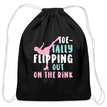 Ice Skating Figure Skating Pun Skates - Cotton Drawstring Bag - black - Front