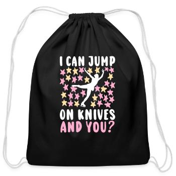 Ice Skating Figure Skating Pun Skates - Cotton Drawstring Bag - black - Front