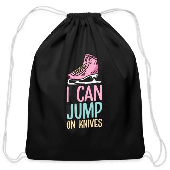 Ice Skating Figure Skating Pun Skates - Cotton Drawstring Bag - black - Front
