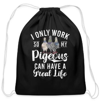 Funny pigeon fancier & pigeon whisperer pigeon - Cotton Drawstring Bag - black - Front