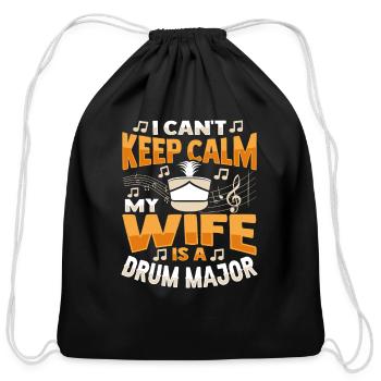 My Wife is a Drum Major Design for a Drum Major - Cotton Drawstring Bag - black - Front