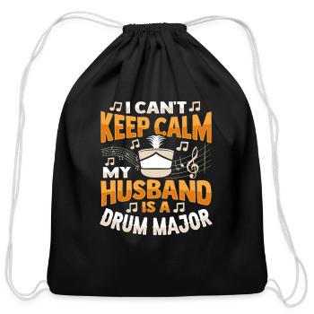 My Husband is a Drum Major Design for a Drum Major - Cotton Drawstring Bag - black - Front