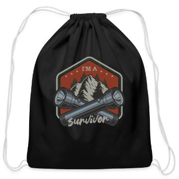 I Am A Survivor - Cotton Drawstring Bag - black - Front