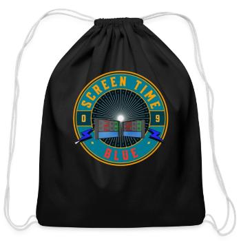 SCREEN TIME BLUE - Cotton Drawstring Bag - black - Front