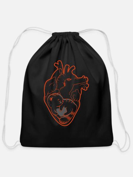 Cat at Heart - Cotton Drawstring Bag - black