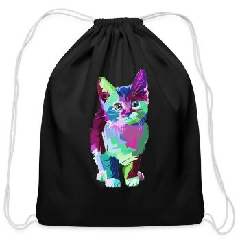 Cat Art - Cotton Drawstring Bag - black - Front