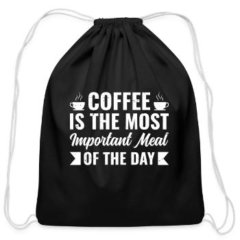 Coffee is the most important meal of the day - Cotton Drawstring Bag - black - Front