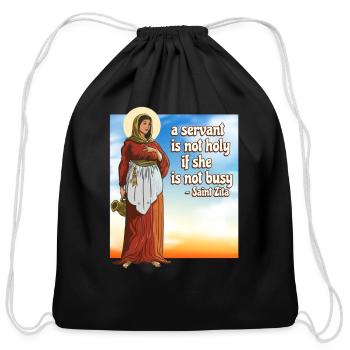 Saint Zita Catholic Patron Maids Waiter Homemakers - Cotton Drawstring Bag - black - Front