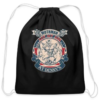 Mothman Ate My Ass at Denny's vintage - Cotton Drawstring Bag - black - Front