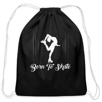 Born To Skate Figure Skater Skating - Cotton Drawstring Bag - black - Front