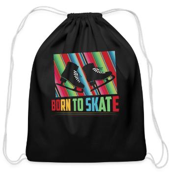 Born To Skate Skating Figure Skater - Cotton Drawstring Bag - black - Front