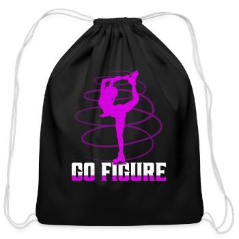 Go Figure Skating Figure Skater - Cotton Drawstring Bag - black - Front