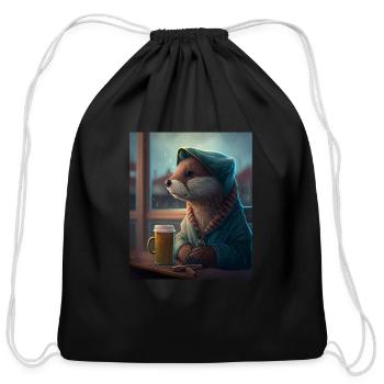 Self Conscious Worried Otter Funny Sea Otter Puns - Cotton Drawstring Bag - black - Front