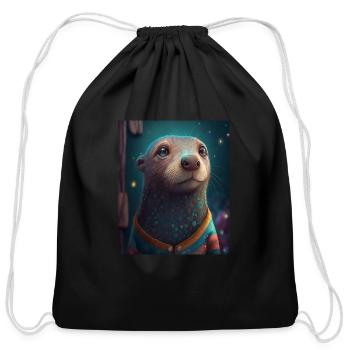 Self Conscious Worried Otter Funny Sea Otter Puns - Cotton Drawstring Bag - black - Front