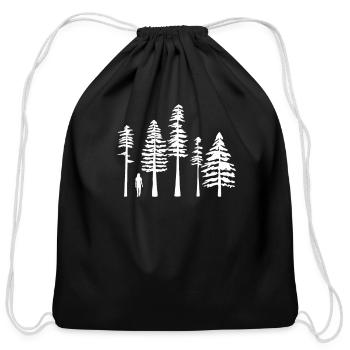 Pine Tree Hiking in White - Cotton Drawstring Bag - black - Front