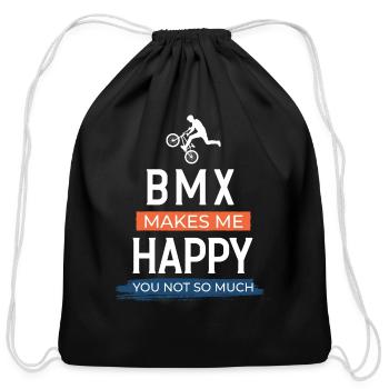 BMX BMX Makes Meh Happy You Not Much - Cotton Drawstring Bag - black - Front