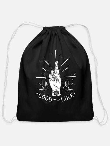 Good Luck Aesthetic - Cotton Drawstring Bag - black