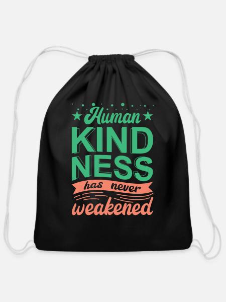 Human Kindness - Cotton Drawstring Bag - black