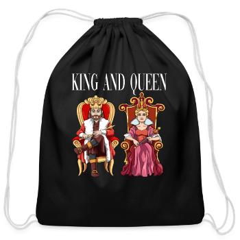 King Queen with Crown on the Throne - Cotton Drawstring Bag - black - Front