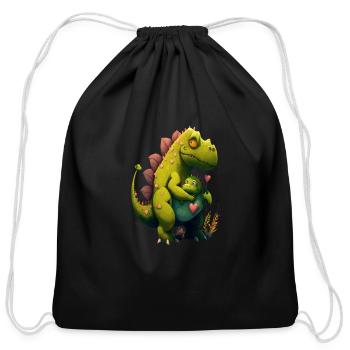 Prehistoric Enthusiasts Dinosaur Mom Hugging Baby - Cotton Drawstring Bag - black - Front
