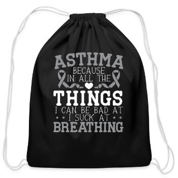 Asthma Awareness Breathing Wheezing Asthma Warrior - Cotton Drawstring Bag - black - Front