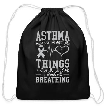 Asthma Awareness Breathing Wheezing Asthma Warrior - Cotton Drawstring Bag - black - Front