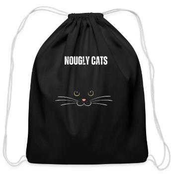 nougly cats,Funny Cat Lover,cute cat,Funny cat,Fut - Cotton Drawstring Bag - black - Front