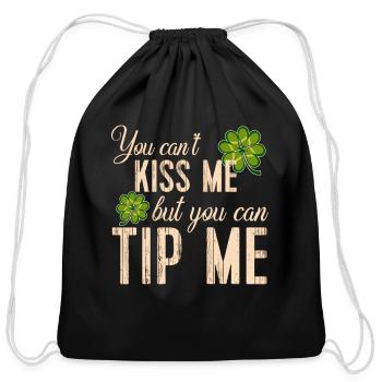 St Patricks Day T Waitress Bartender Waiter Tips - Cotton Drawstring Bag - black - Front