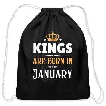 Kings are born in January - Cotton Drawstring Bag - black - Front