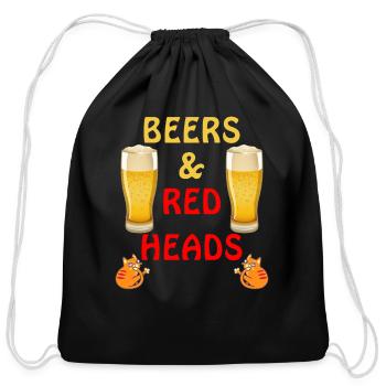 Beers & Red Heads Apparel - Cotton Drawstring Bag - black - Front