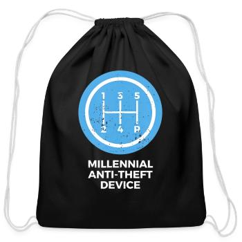 Millennial Anti Theft Device Funny - Cotton Drawstring Bag - black - Front