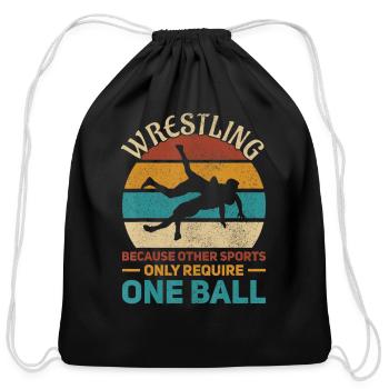 Wrestling Wrestle Retro Wrestler Funny Wrestling - Cotton Drawstring Bag - black - Front