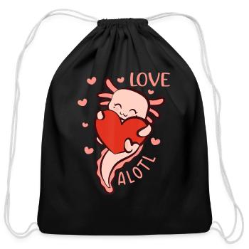 Axolotl Valentines Day Funny Love Axolotl - Cotton Drawstring Bag - black - Front