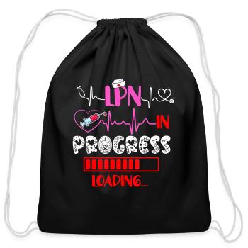 LPN In Progress Loading Funny Future Nurse Graduat - Cotton Drawstring Bag - black - Front