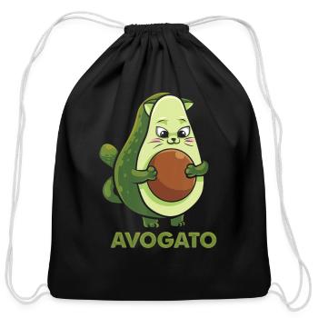 Avogato â Avocado Cat Face for Avogato Cat Lovers - Cotton Drawstring Bag - black - Front