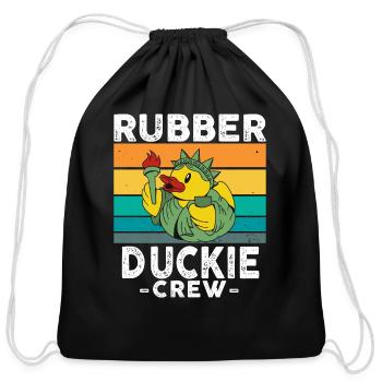 Rubber Duck Yellow Duckie Crew Bath Ducks Duckling - Cotton Drawstring Bag - black - Front