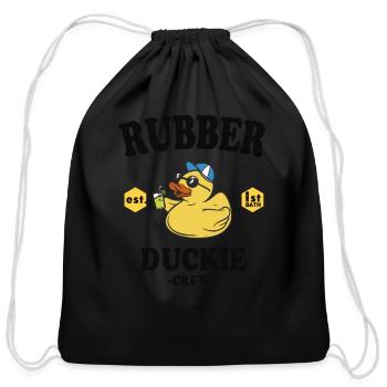 Rubber Duck Yellow Duckie Crew Bath Ducks Duckling - Cotton Drawstring Bag - black - Front